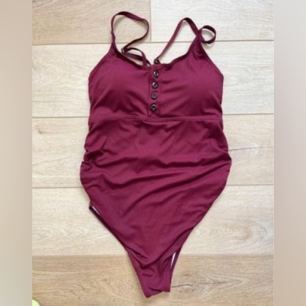 Burgundy maternity swim